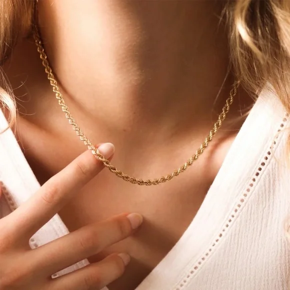 18K Gold Plated Thin Delicate Rope Necklace - Picture 2 of 7